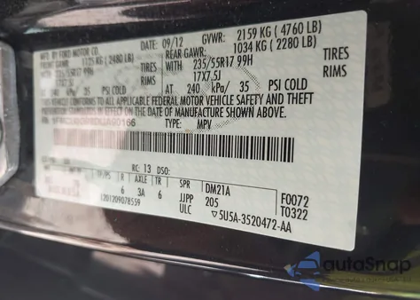 2013 Ford Escape Se from USA, damaged, VIN 1FMCU0G99DUA90166